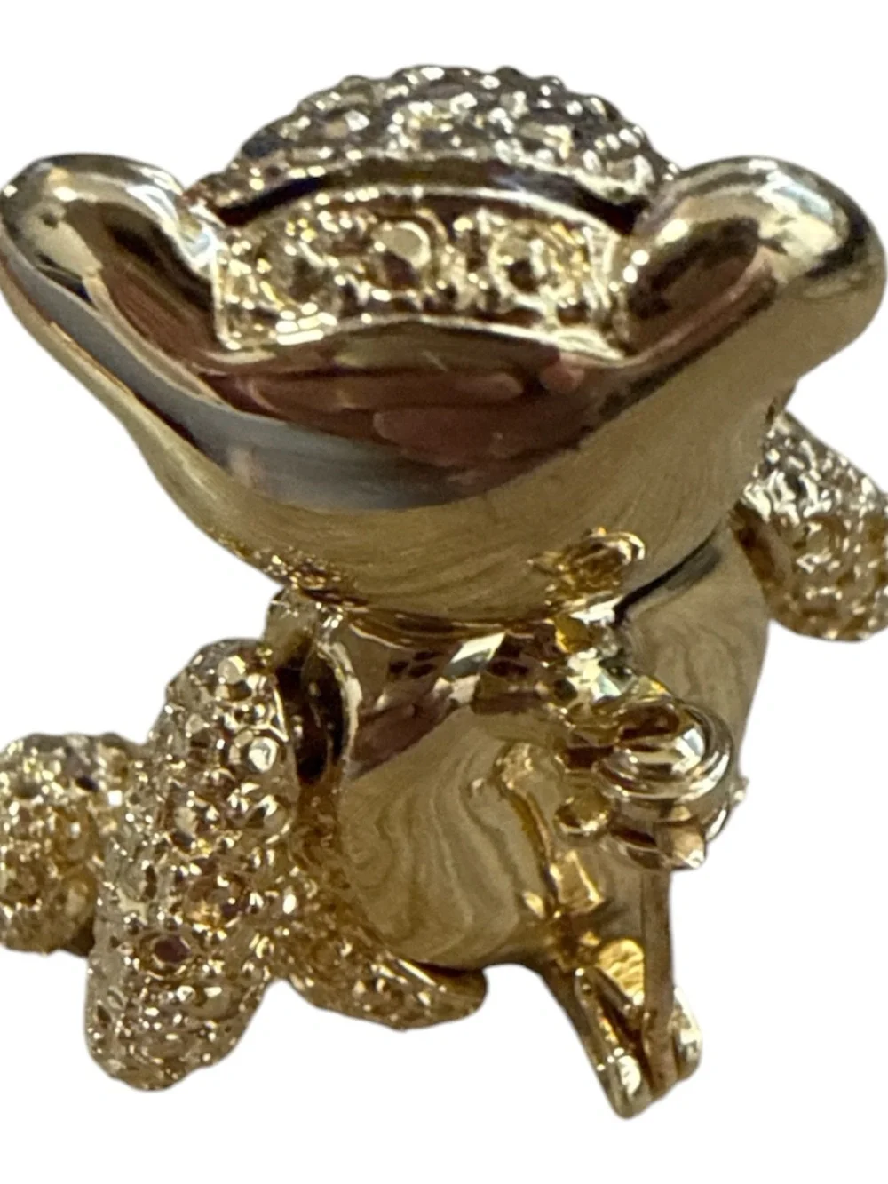 Vintage gold-tone articulated teddy bear brooch highly collectible